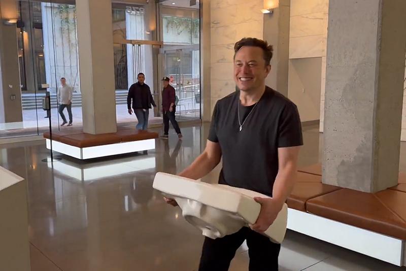 Elon brings first part of the X bathroom.