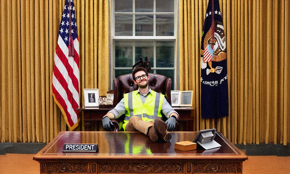 A garbage man as president like how don trump dressed as garbage man its funny ye
