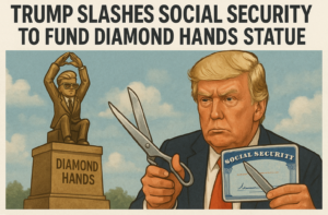 Trump Slashes Social Security to Fund Diamond Hands Statue