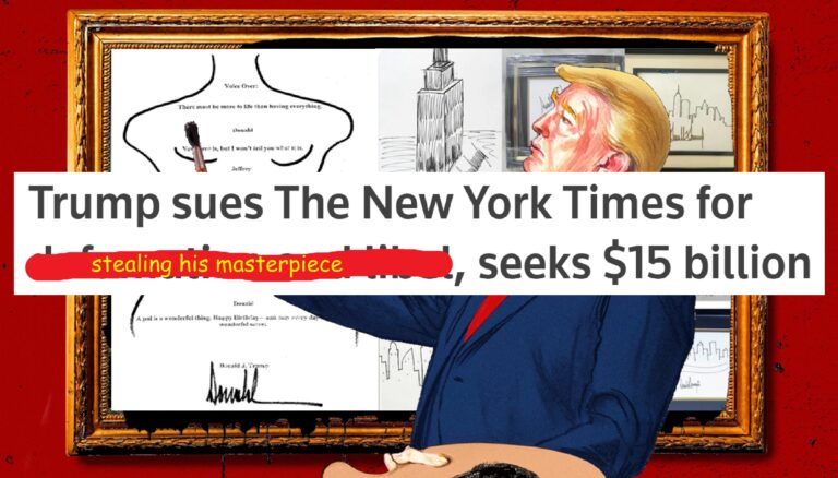 Trump Sues New York Times $15 Billion For Copyright Infringement Over Epstein Drawing
